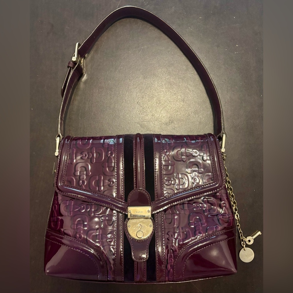 Gucci Purple Embossed Leather Women's Bag